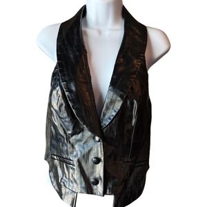 AFRM Cecily Faux Leather Vest Black Eel Womens Size Large New With Tag